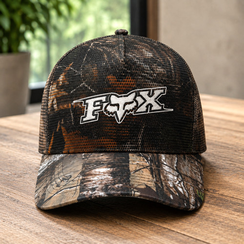 Fox camo embroidered trucker - fox,